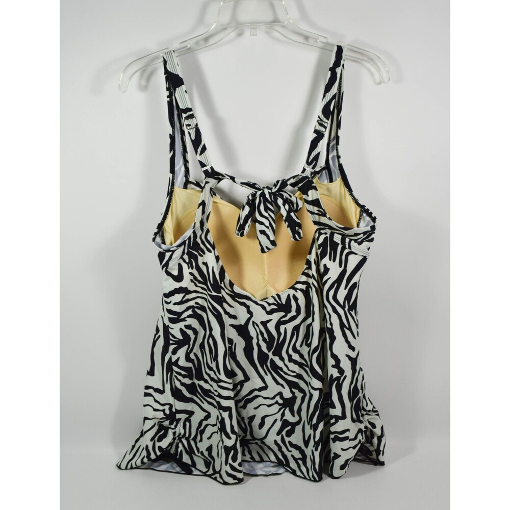 NWT Septangle Black & White Zebra Print Wireless Tankini Swim Suit Top Sz 18 - Picture 2 of 4